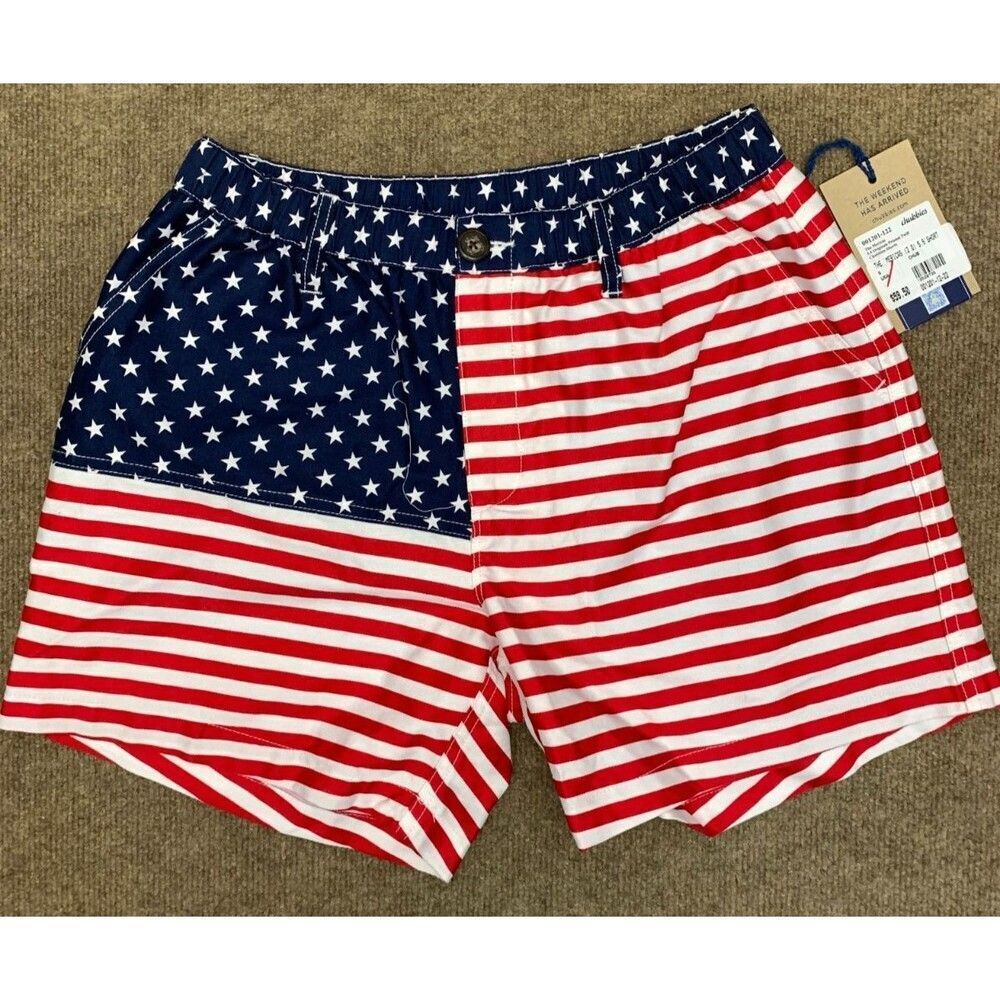 Chubbies Shorts Mens S The Mericas Stars Stripes Flag Patriotic Stretch Twill
